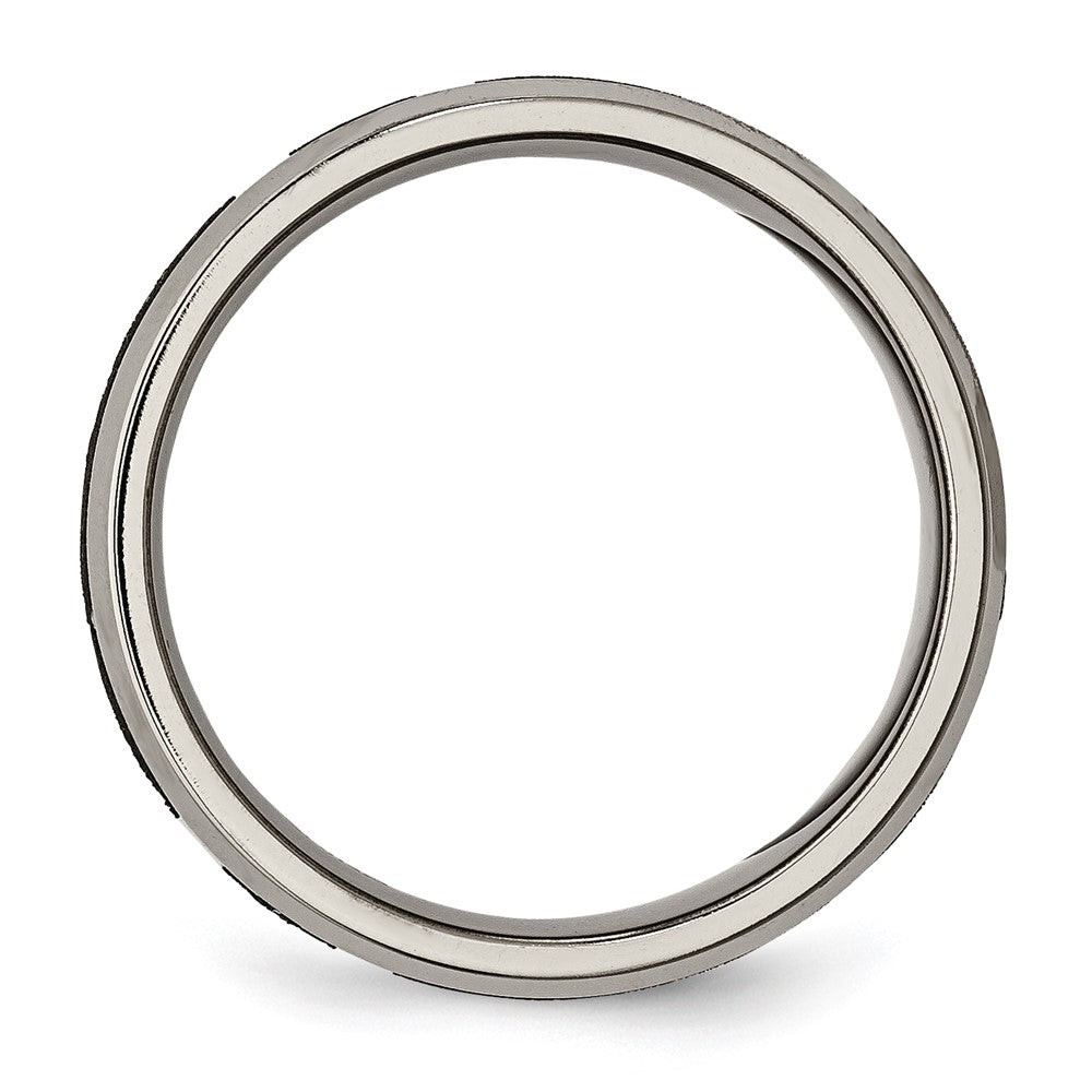 Chisel Titanium Brushed and Polished Cross Laser Design 8mm Beveled Edge Band