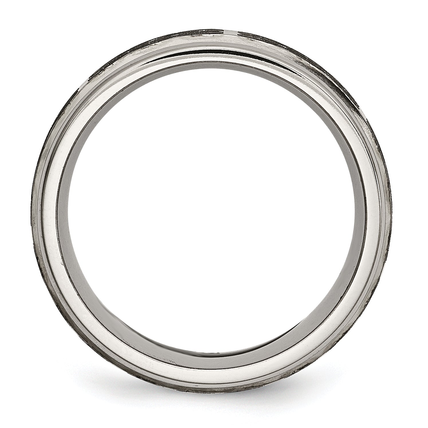 Chisel Titanium Brushed and Polished Celtic Laser Design 8mm Ridged Edge Band