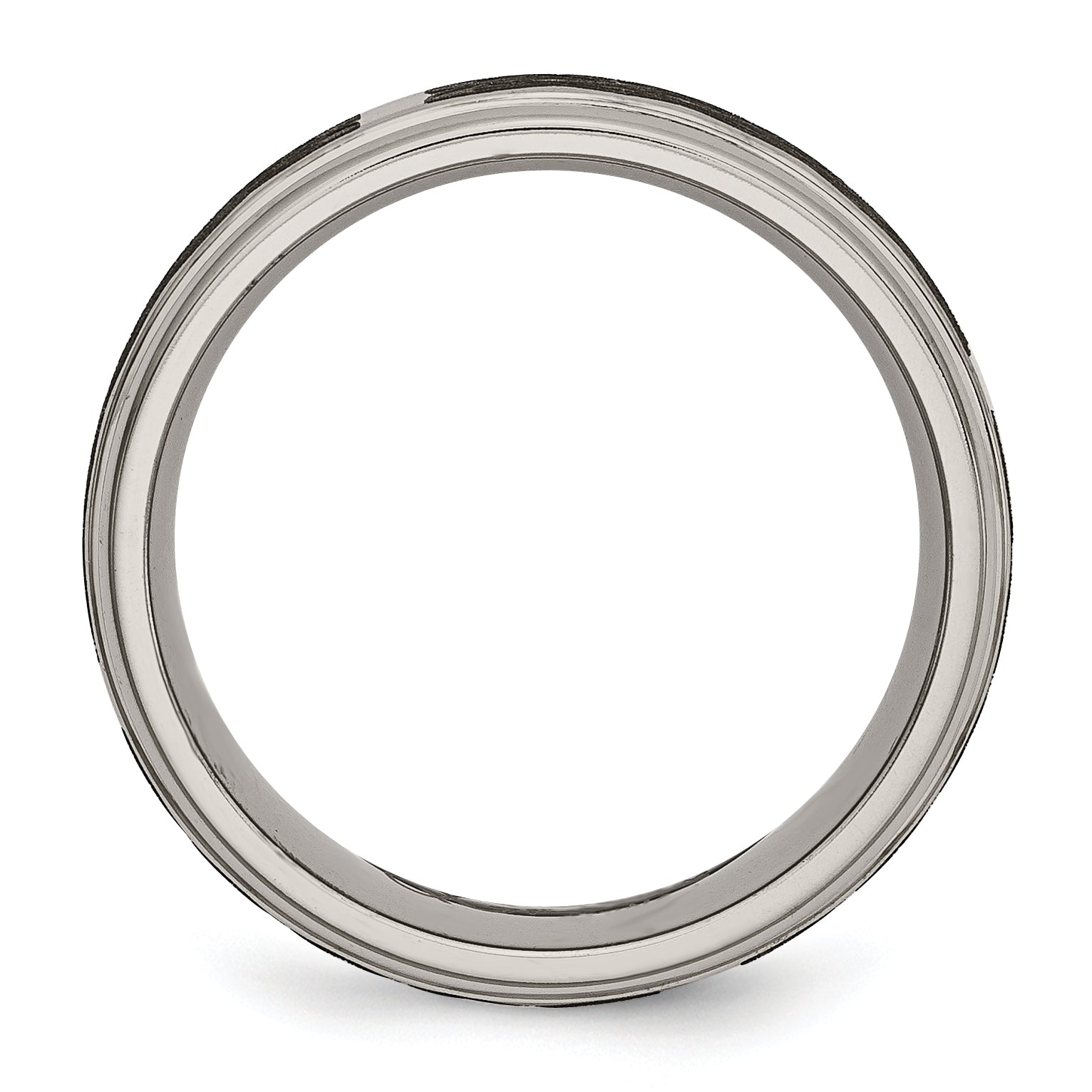 Chisel Titanium Brushed and Polished Celtic Laser Design 8mm Ridged Edge Band