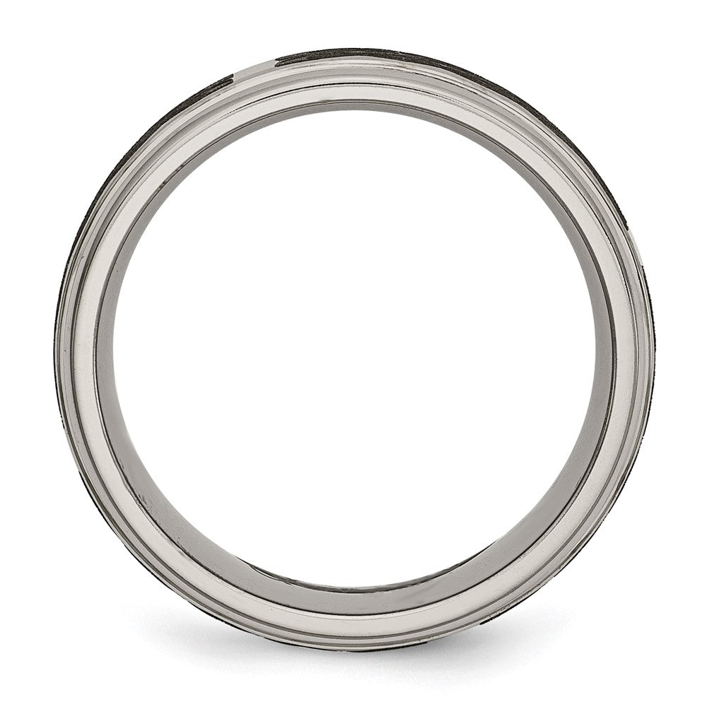 Chisel Titanium Brushed and Polished Celtic Laser Design 8mm Ridged Edge Band