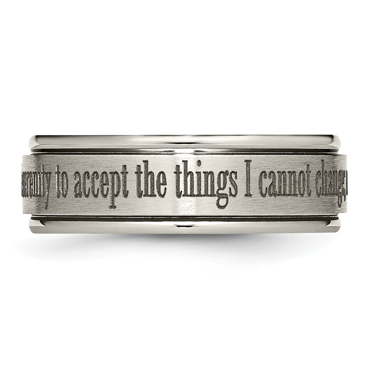 Chisel Titanium Brushed and Polished Serenity Laser Design 8mm Ridged Edge Band