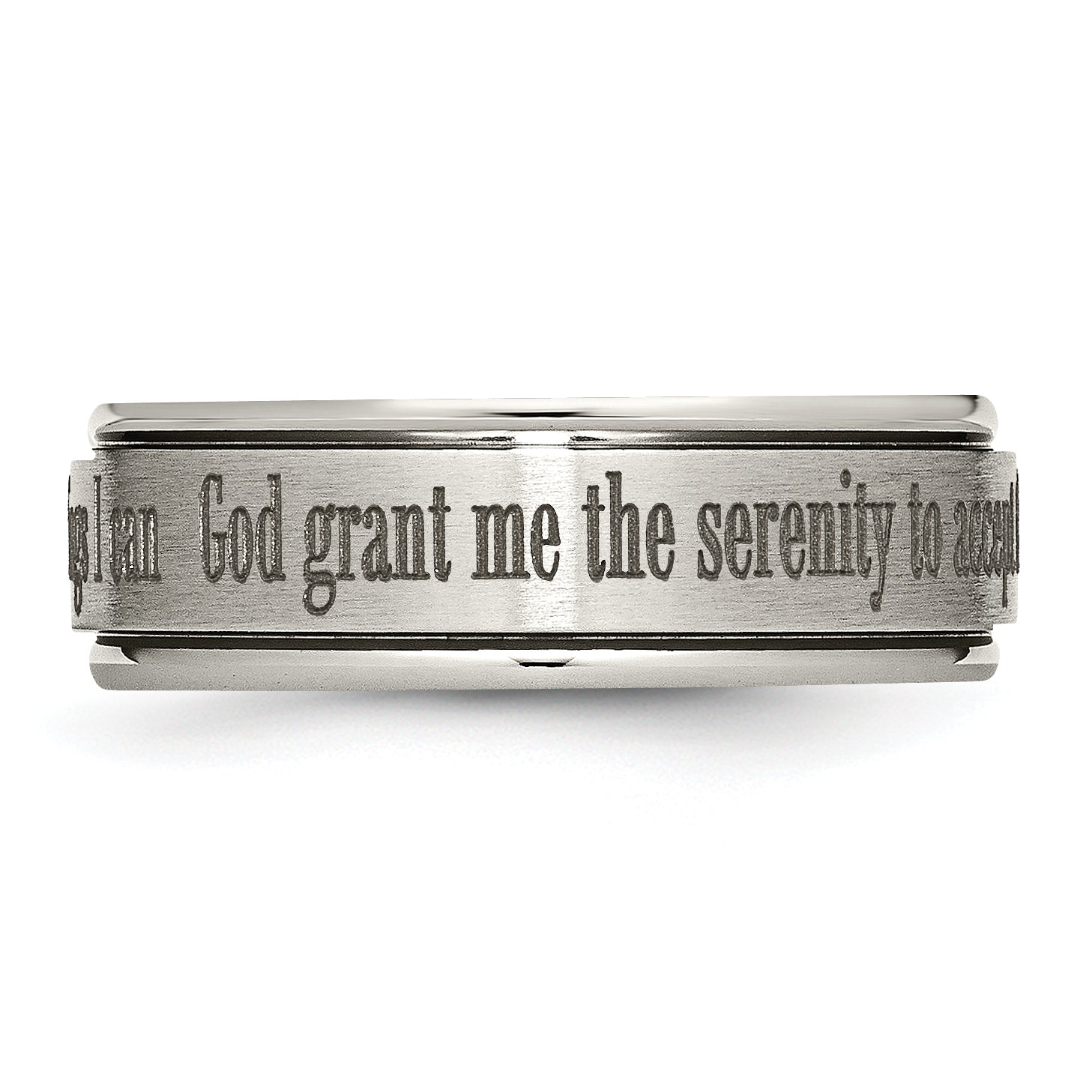 Chisel Titanium Brushed and Polished Serenity Laser Design 8mm Ridged Edge Band