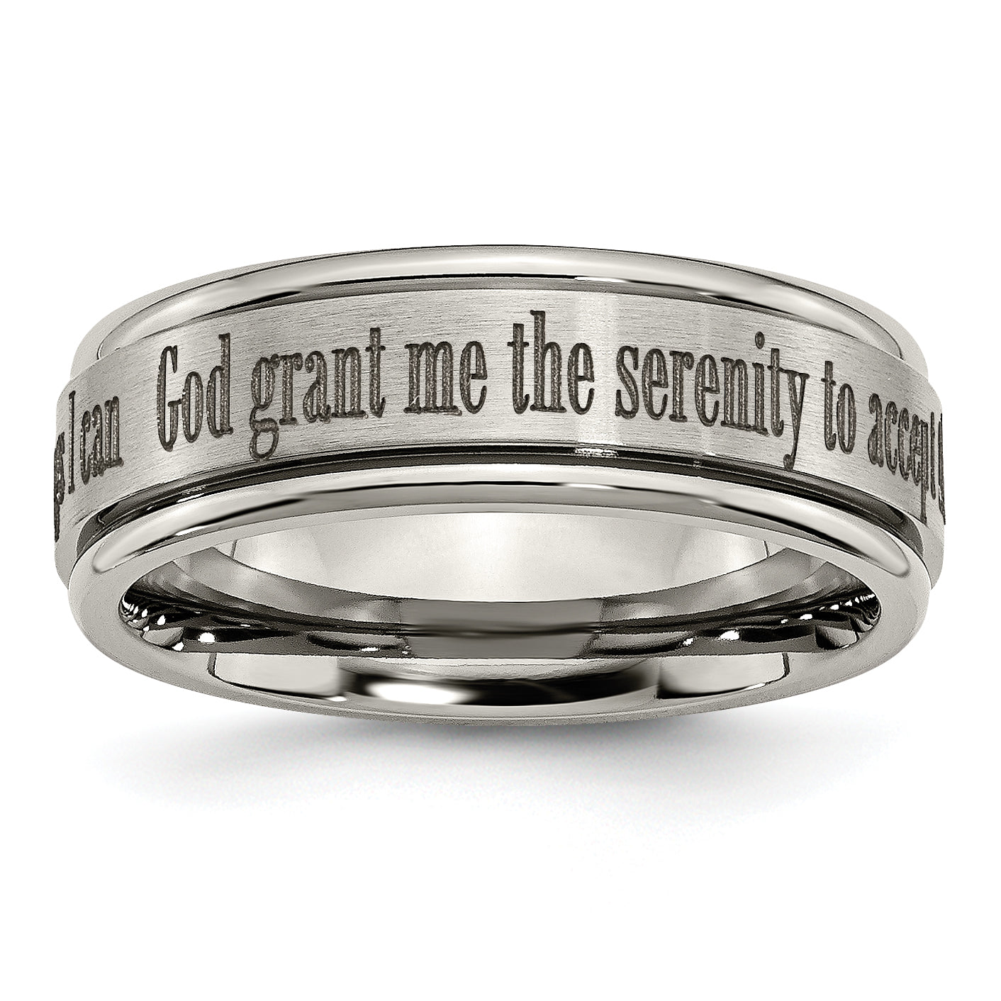 Chisel Titanium Brushed and Polished Serenity Laser Design 8mm Ridged Edge Band