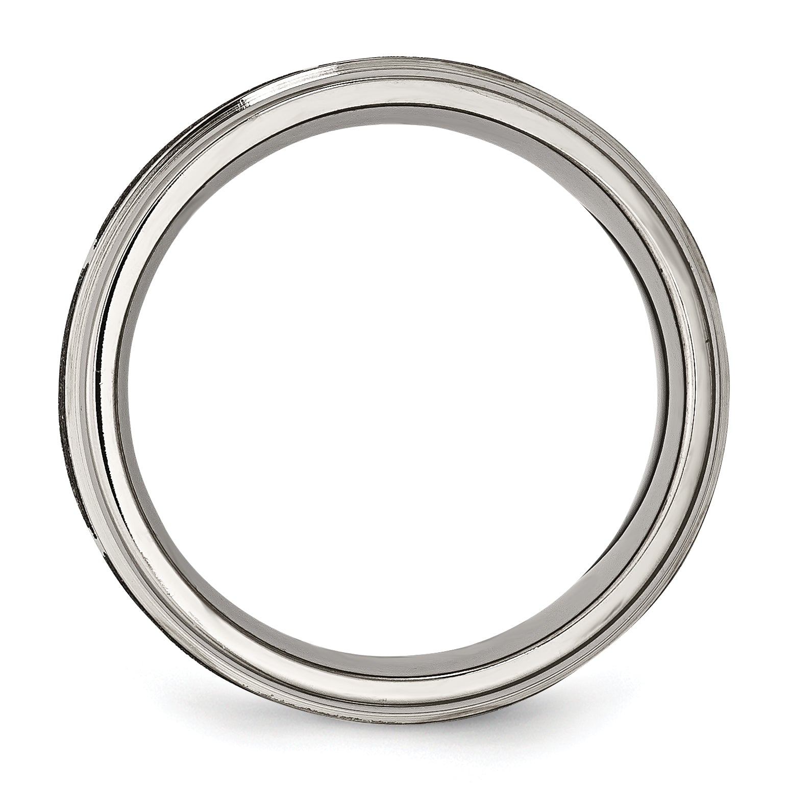 Chisel Titanium Brushed and Polished Flame Laser Design 8mm Ridged Edge Band
