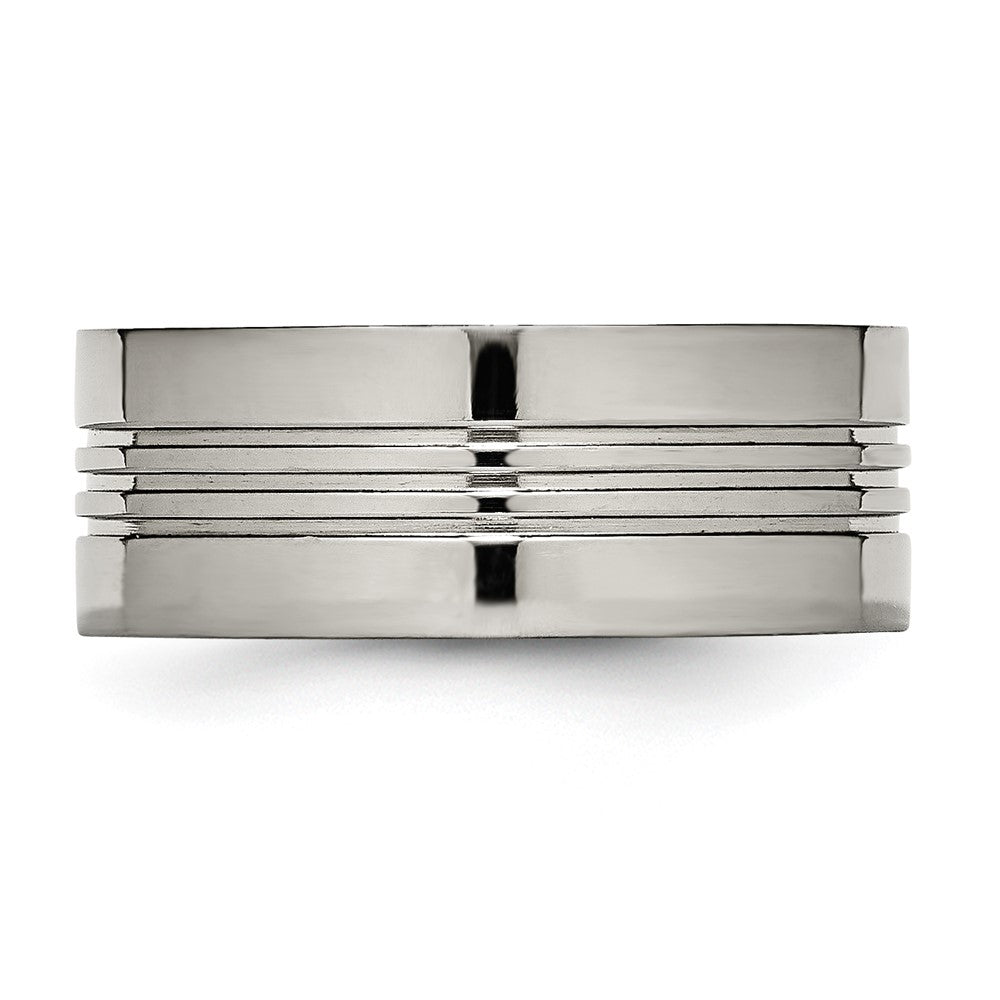 Titanium Grooved 9mm Polished Band