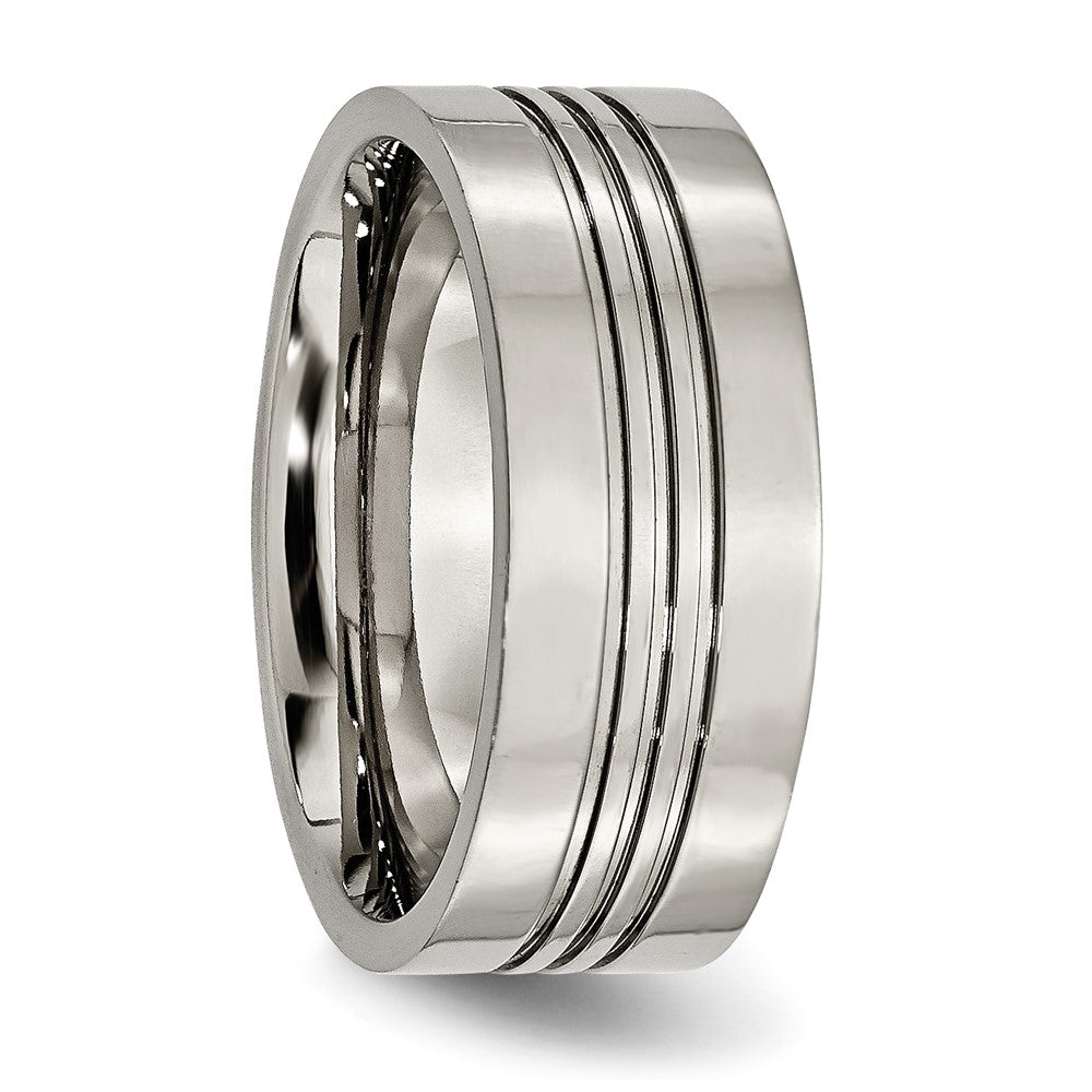 Titanium Grooved 9mm Polished Band