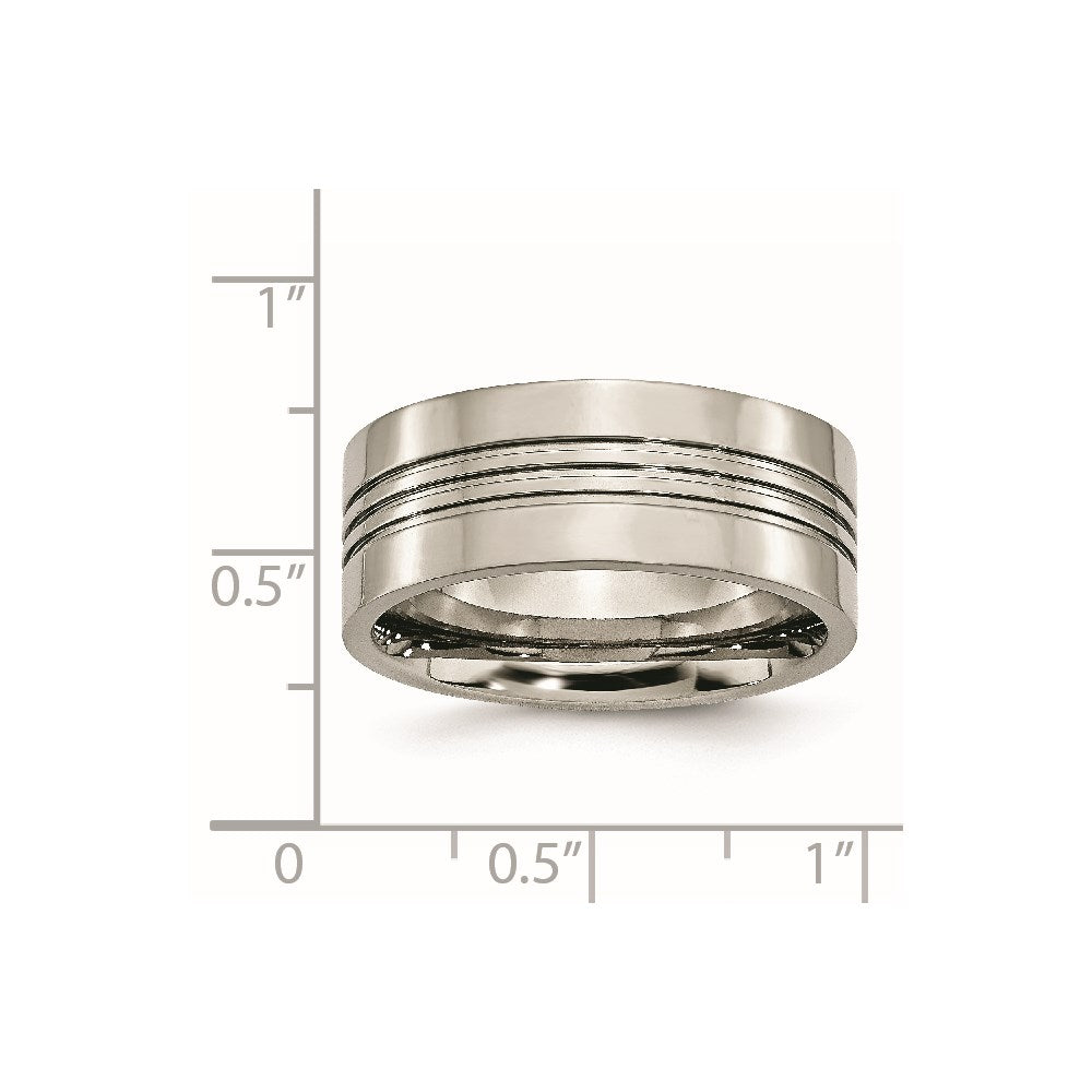 Titanium Grooved 9mm Polished Band