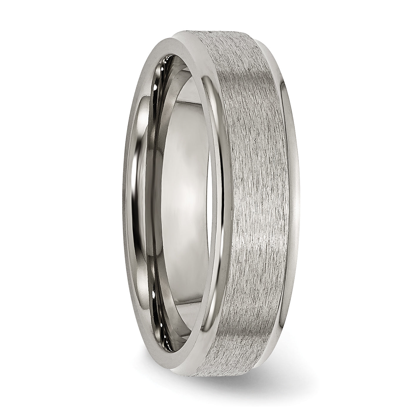Chisel Titanium Brushed Center 6mm Ridged Edge Band