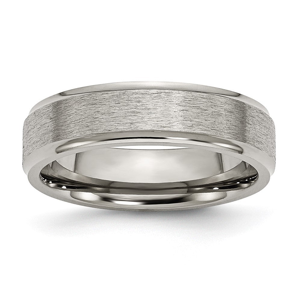 Chisel Titanium Brushed Center 6mm Ridged Edge Band