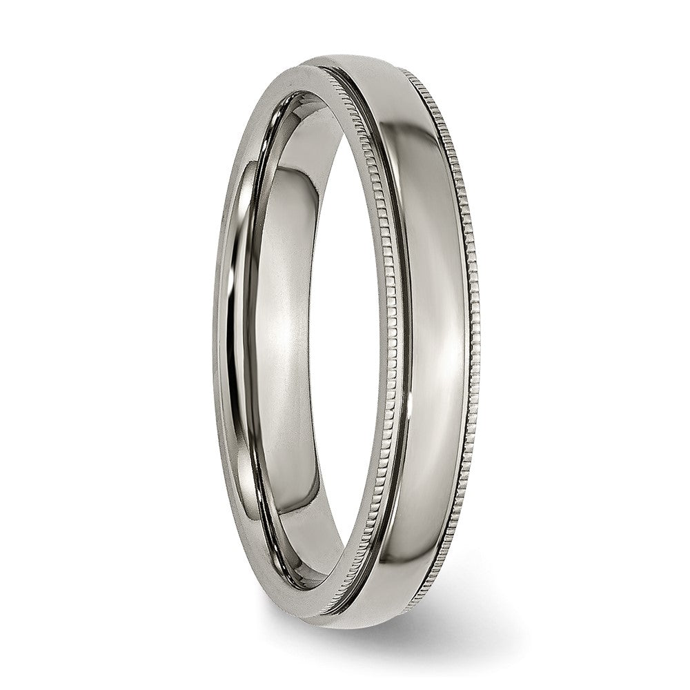 Chisel Titanium Polished 4mm Grooved and Beaded Edge Band
