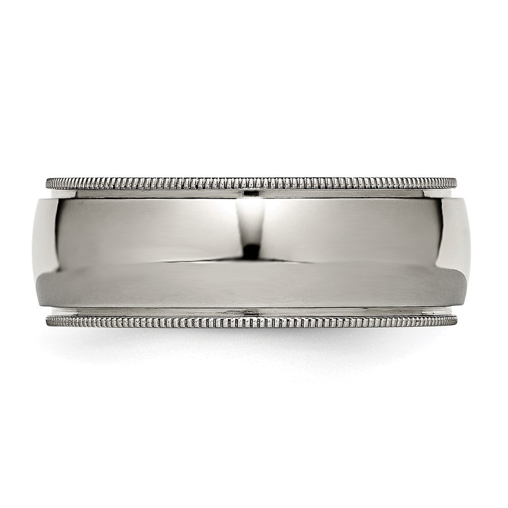 Chisel Titanium Polished 8mm Grooved and Beaded Edge Band