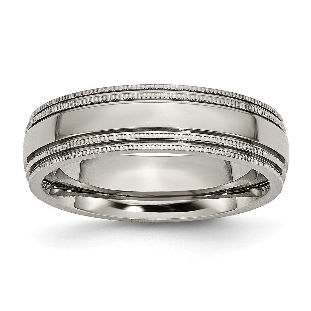 Chisel Titanium Polished 6mm Grooved and Beaded Edge Band