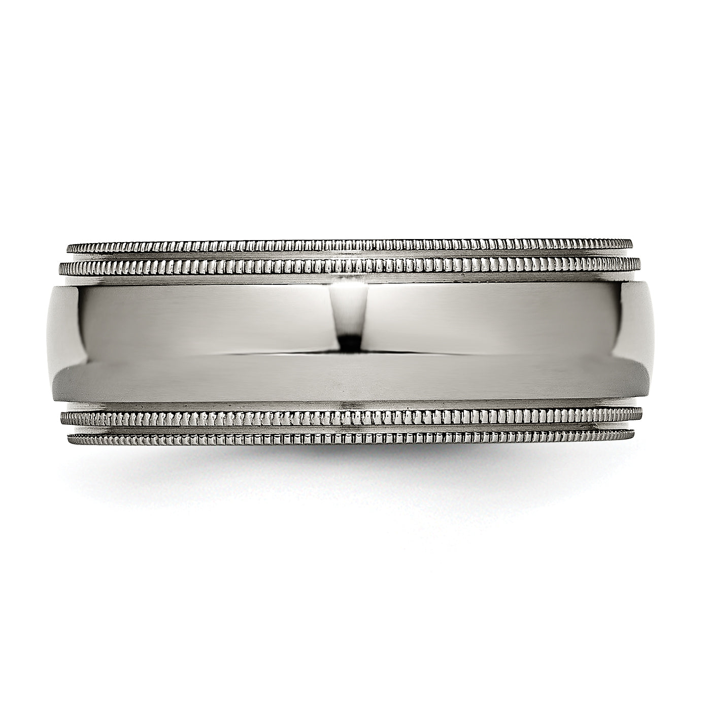 Chisel Titanium Polished 8mm Grooved and Beaded Edge Band