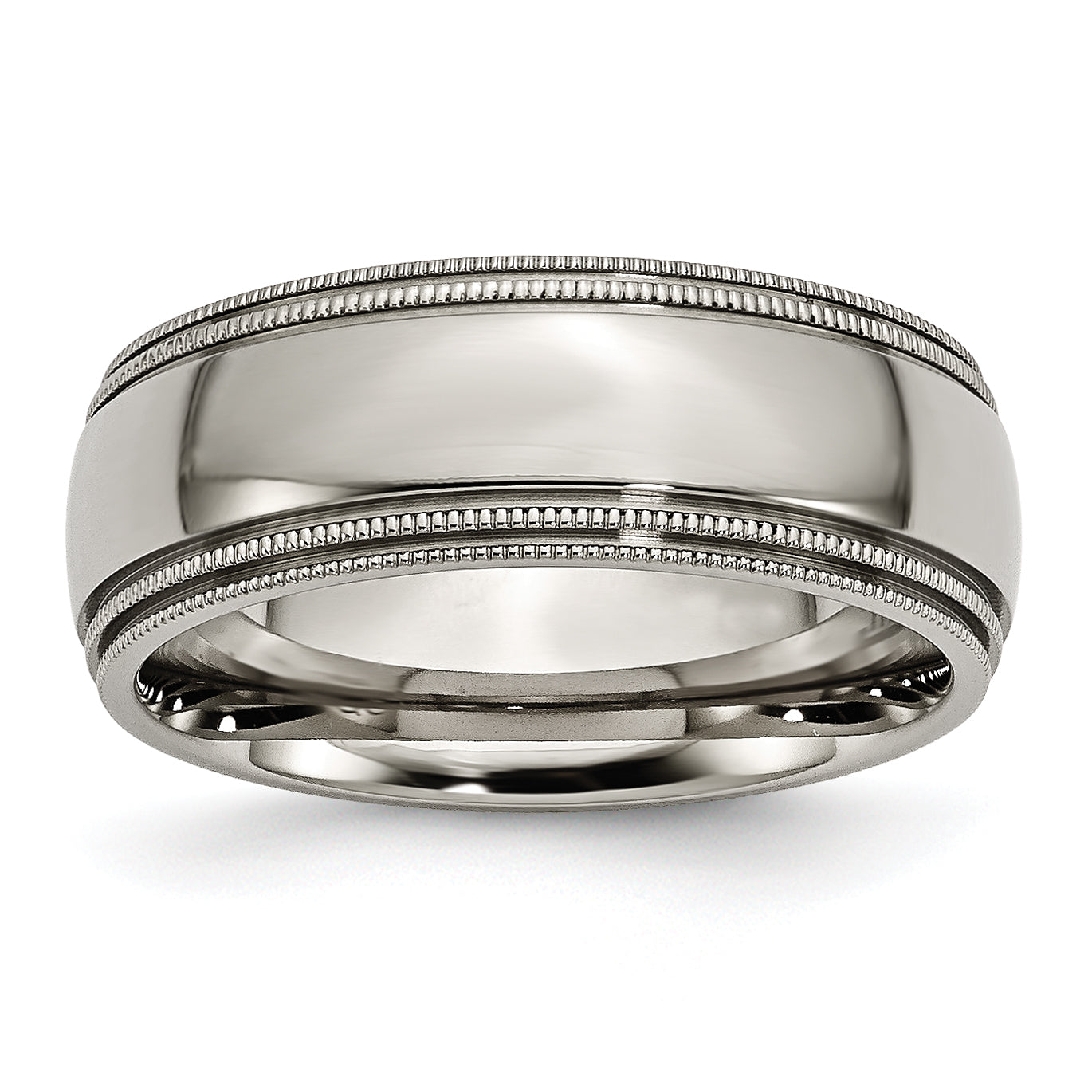 Chisel Titanium Polished 8mm Grooved and Beaded Edge Band