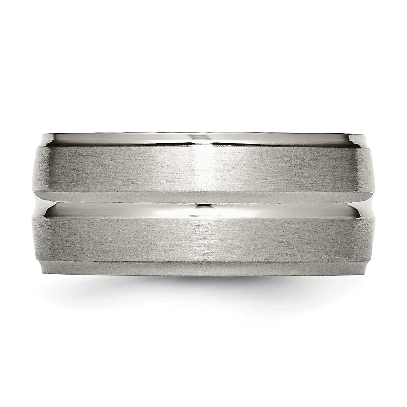 Chisel Titanium Brushed and Polished 10mm Grooved Ridged Edge Band