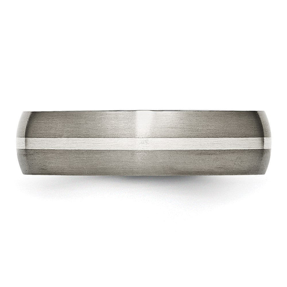 Chisel Titanium Brushed with Sterling Silver Inlay 6mm Band