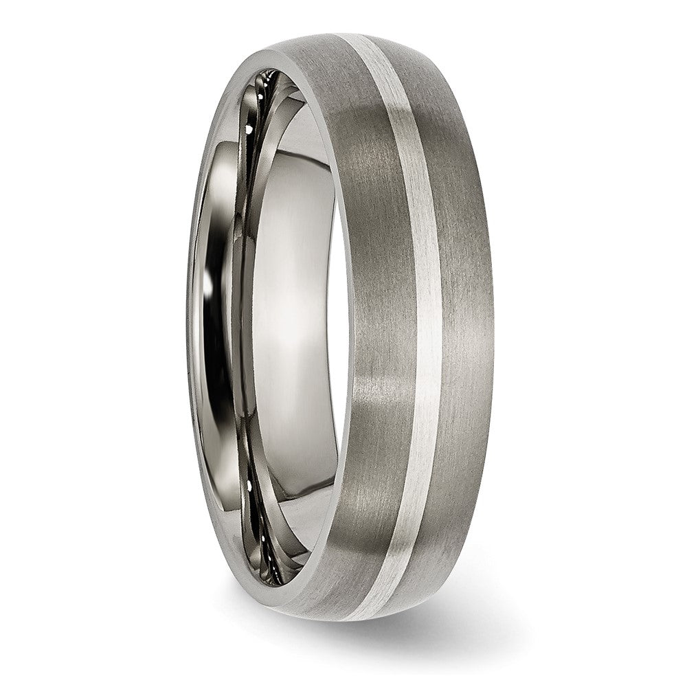 Chisel Titanium Brushed with Sterling Silver Inlay 6mm Band
