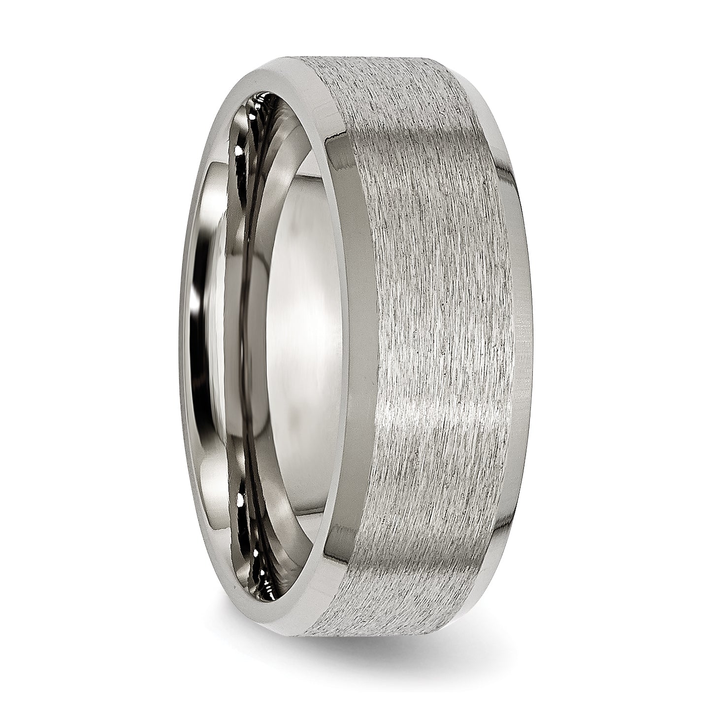 Titanium Beveled Edge 8mm Satin and Brushed Band