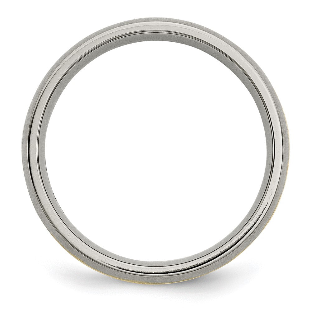 Chisel Titanium Brushed with 14k Gold Inlay 6mm Grooved Band