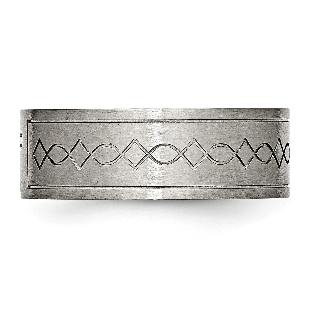 Chisel Titanium Brushed Cross Design 8mm Flat Band