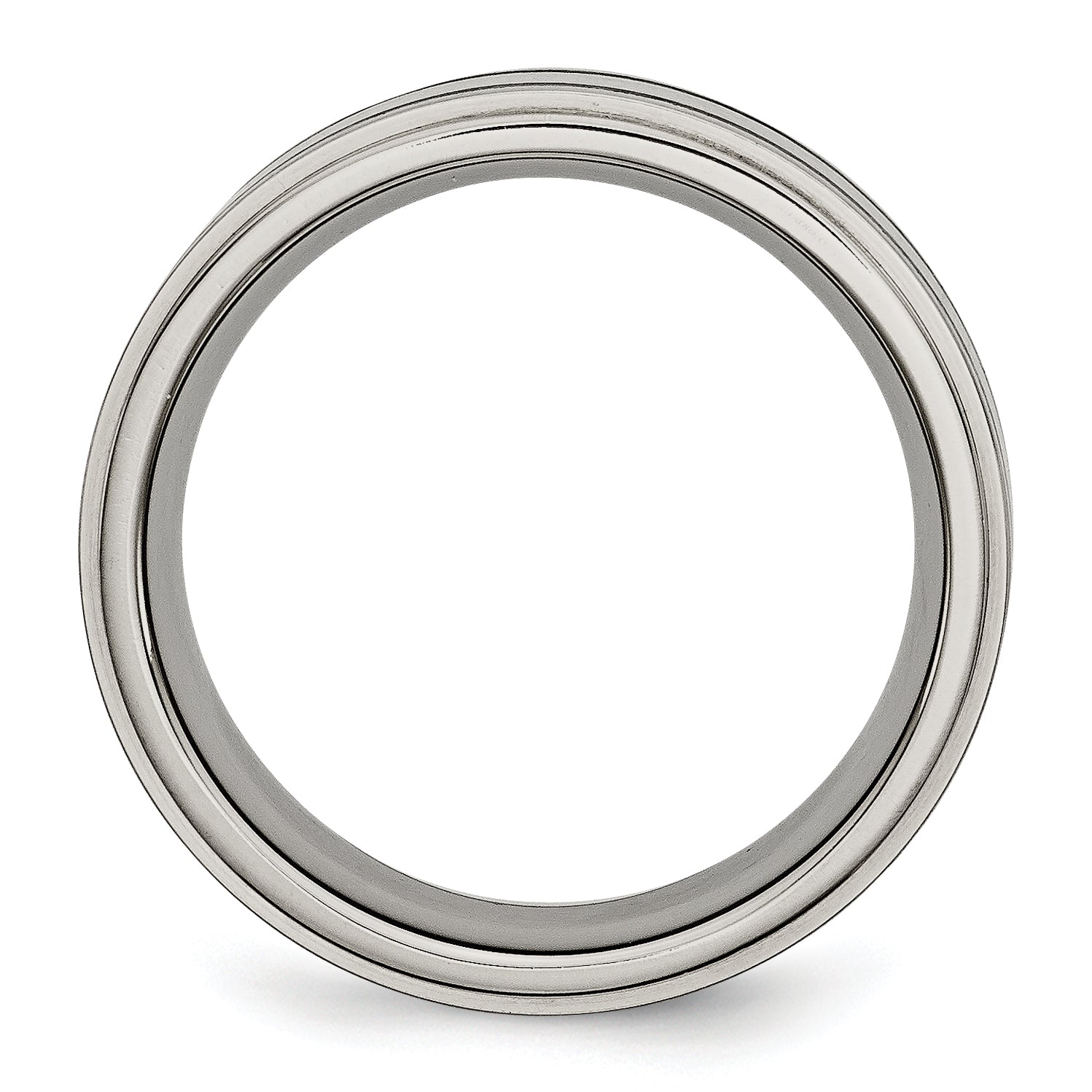 Titanium Ridged Edge Black Rubber 8mm Brushed/Polished Band