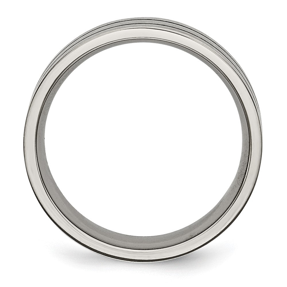 Chisel Titanium Brushed Black Enamel Grooved 7mm Flat Band