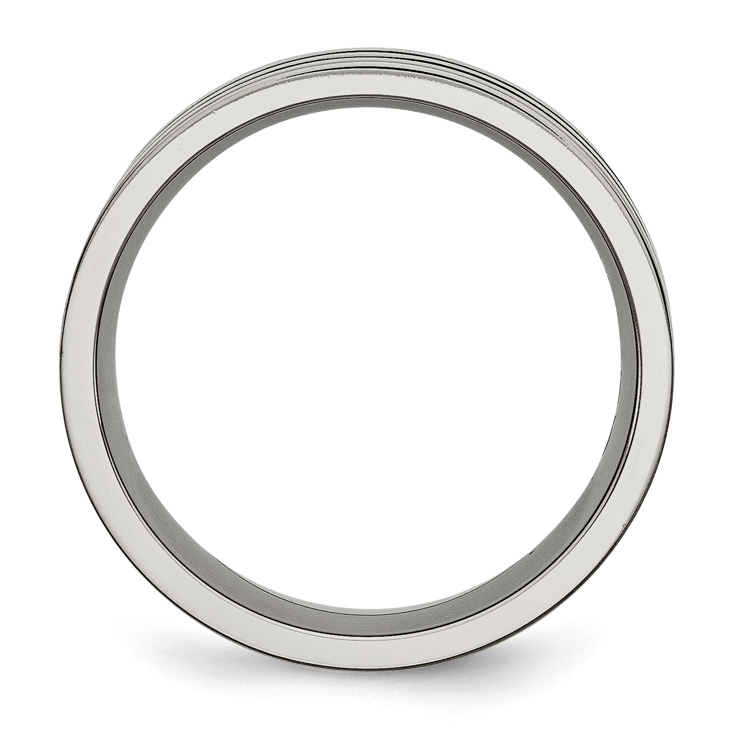 Chisel Titanium Polished Black Enamel Grooved 8mm Flat Band