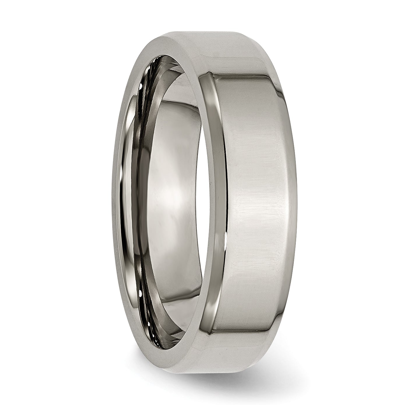 Chisel Titanium Polished 6mm Beveled Edge Band