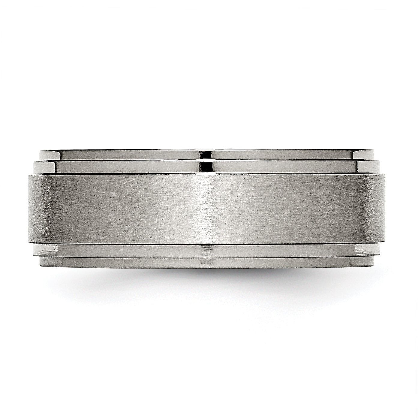 Chisel Titanium Brushed Center 8mm Double Step Ridged Edge Band