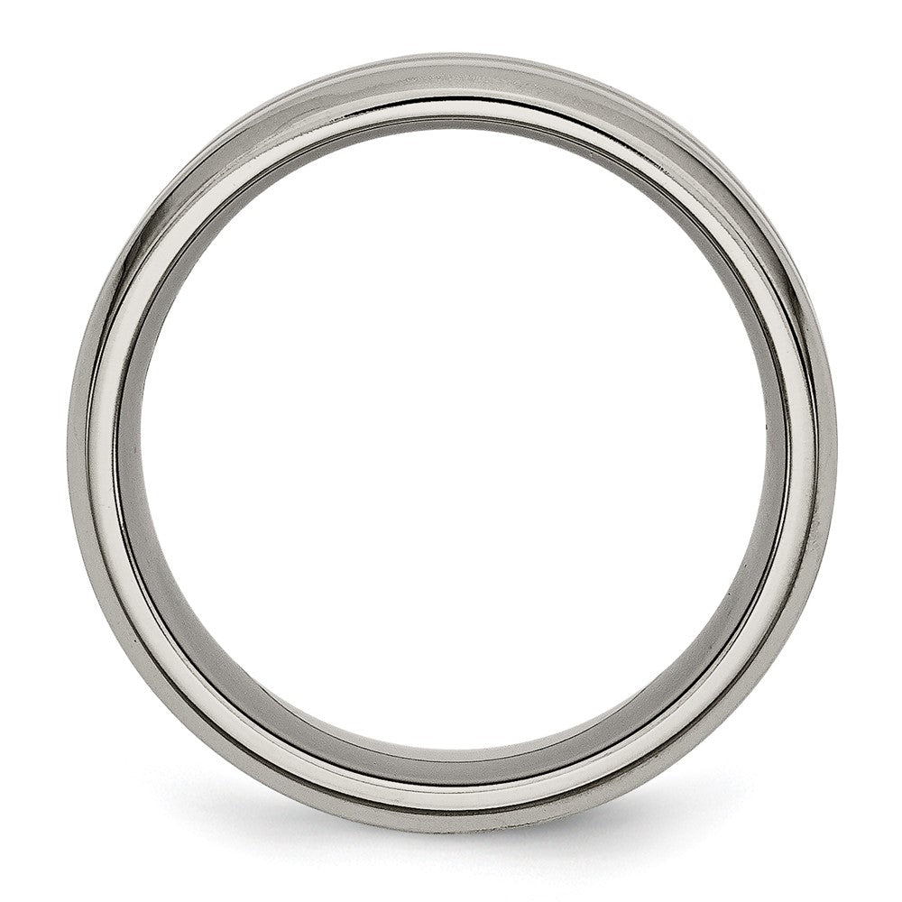 Titanium Grooved Beveled Edge 8mm Brushed and Polished Band