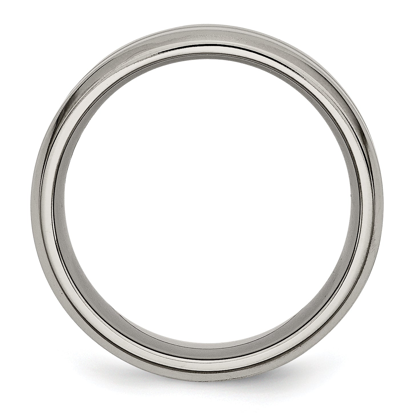 Chisel Titanium Brushed and Polished 8mm Grooved Beveled Edge Band