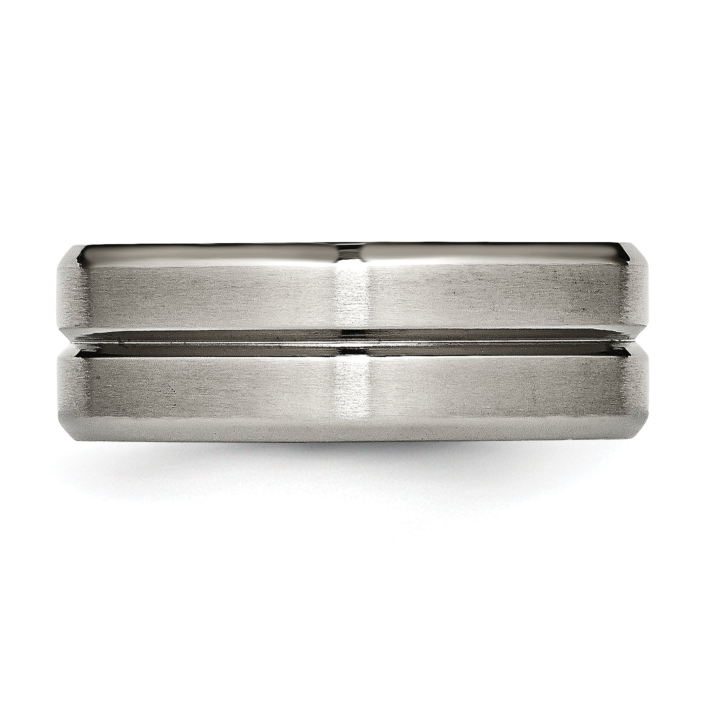 Chisel Titanium Brushed and Polished 8mm Grooved Beveled Edge Band