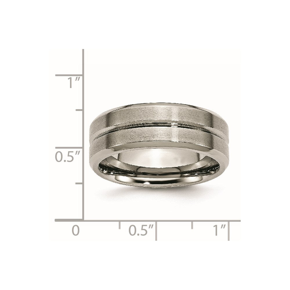 Chisel Titanium Brushed and Polished 8mm Grooved Beveled Edge Band