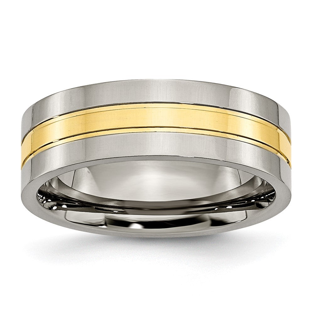 Chisel Titanium Polished Yellow IP-plated 7mm Grooved Band