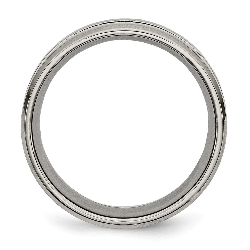 Chisel Titanium Brushed and Polished 8mm Grooved Flat Band