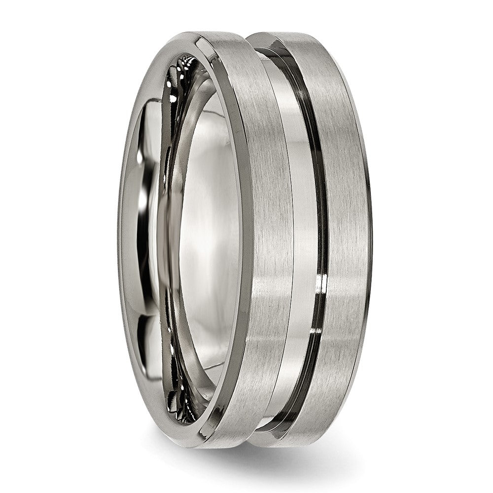 Chisel Titanium Brushed and Polished 8mm Grooved Flat Band
