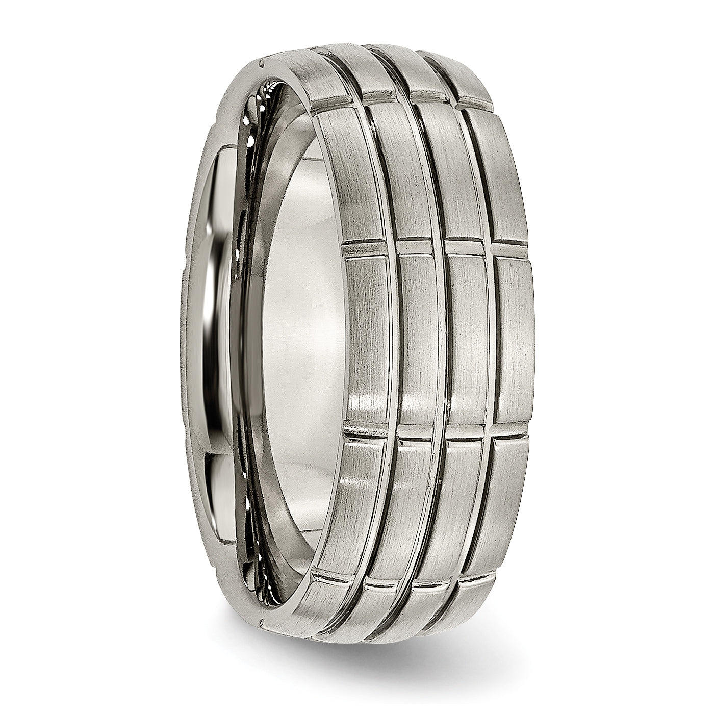 Titanium Brushed Center 8mm Grooved Band