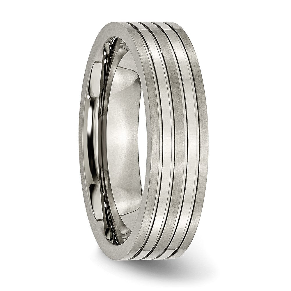 Chisel Titanium Brushed and Polished 6mm Grooved Band