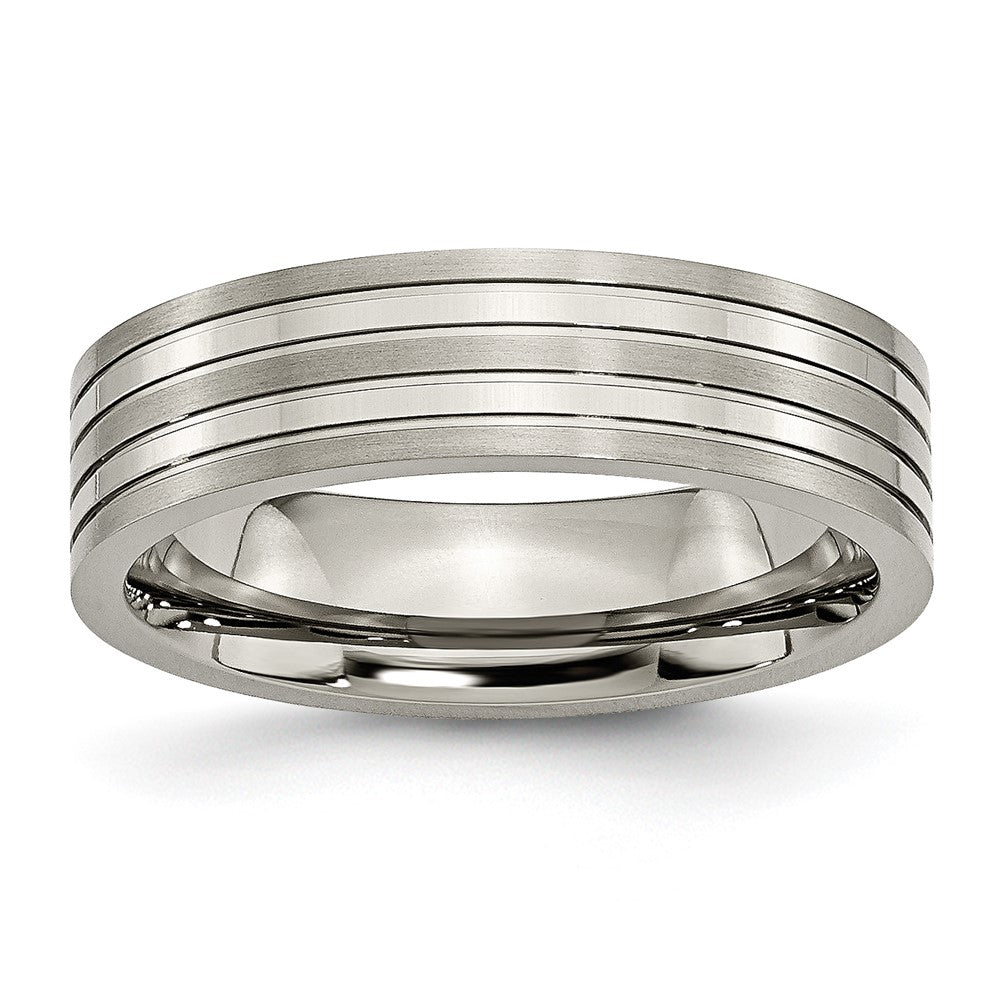 Chisel Titanium Brushed and Polished 6mm Grooved Band