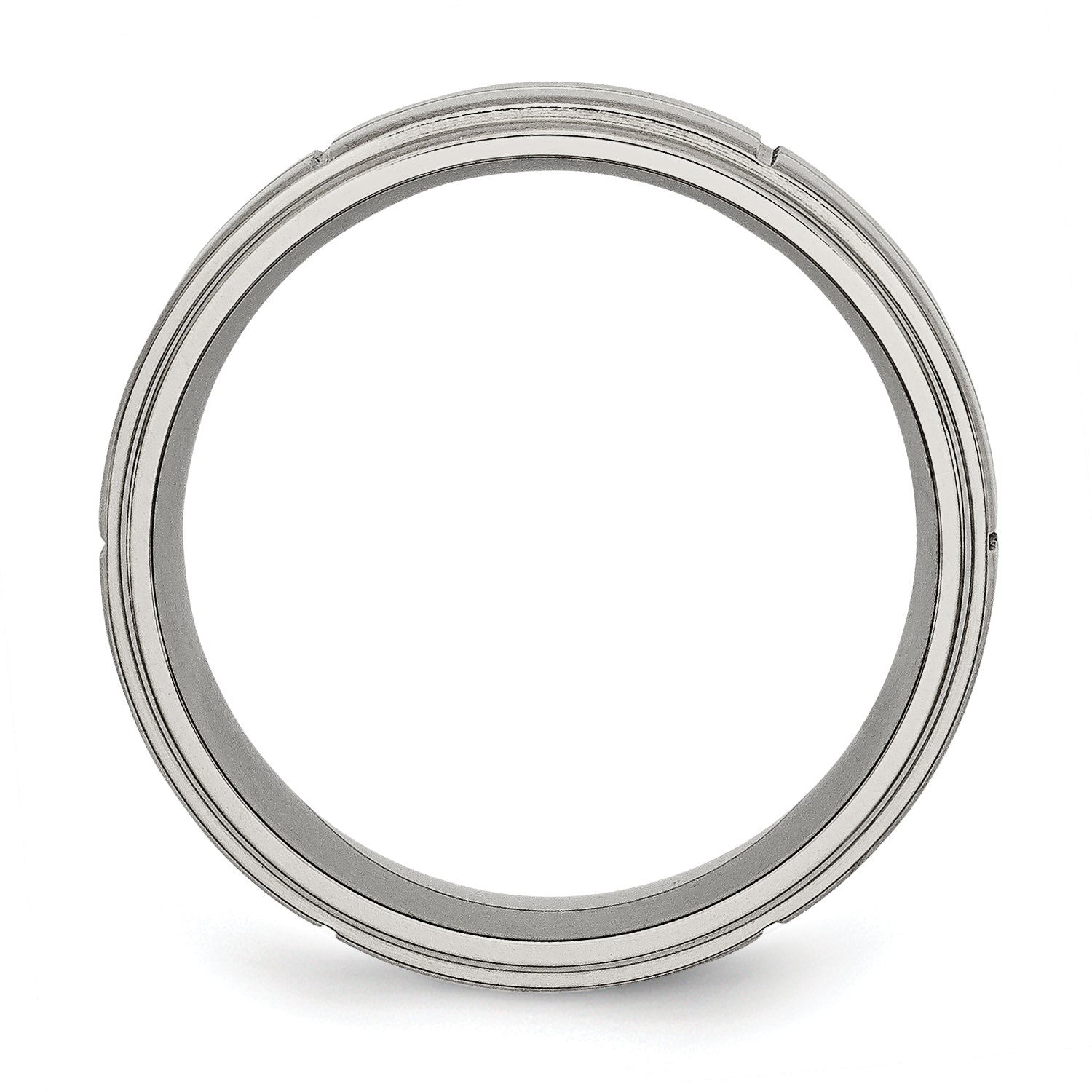Chisel Titanium Brushed Center Block Design 8mm Ridged Edge Band