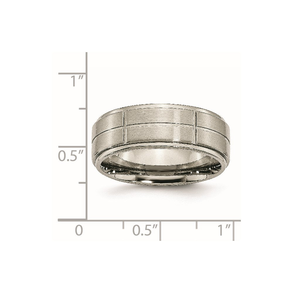 Chisel Titanium Brushed Center Block Design 8mm Ridged Edge Band