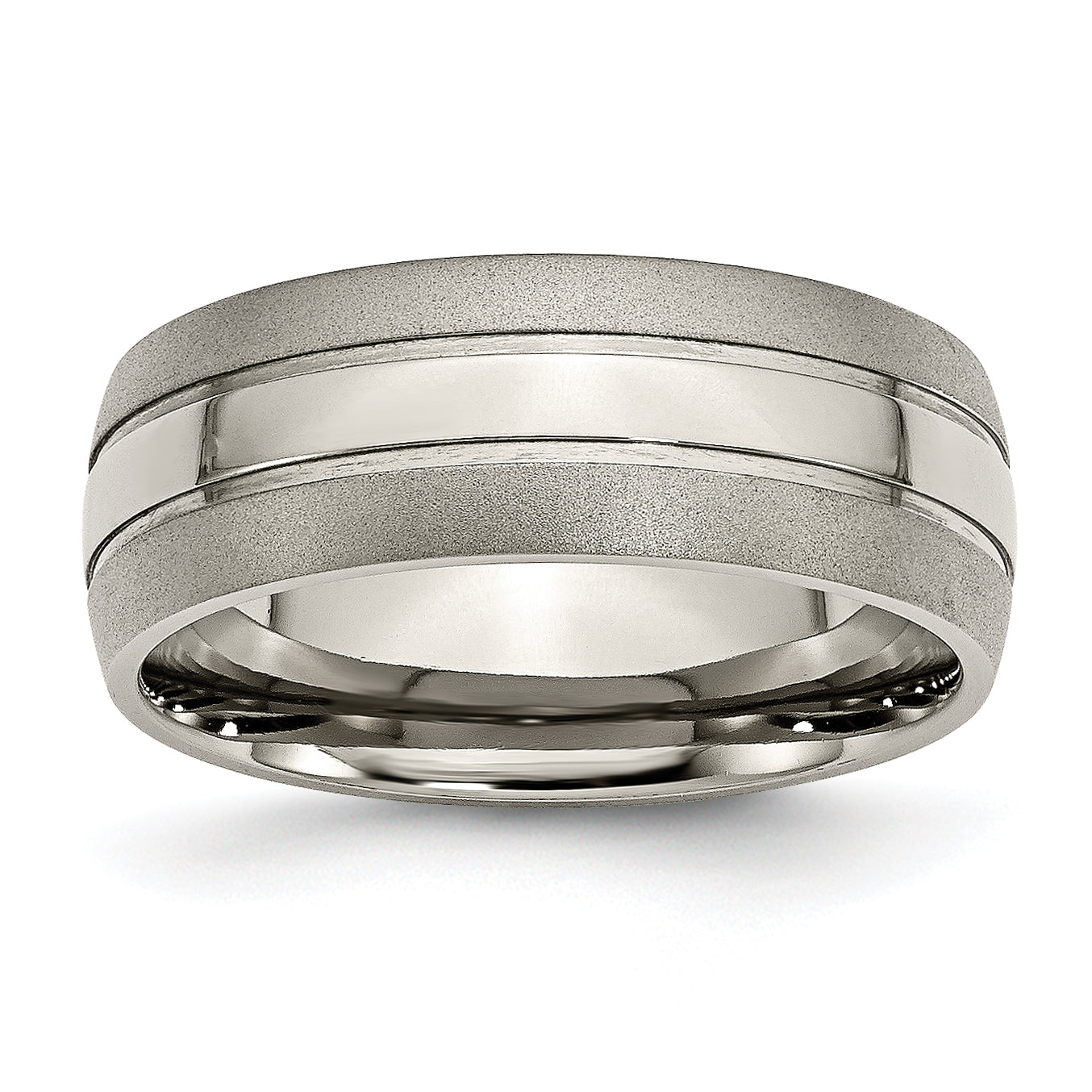 Chisel Titanium Brushed and Polished 8mm Grooved Band
