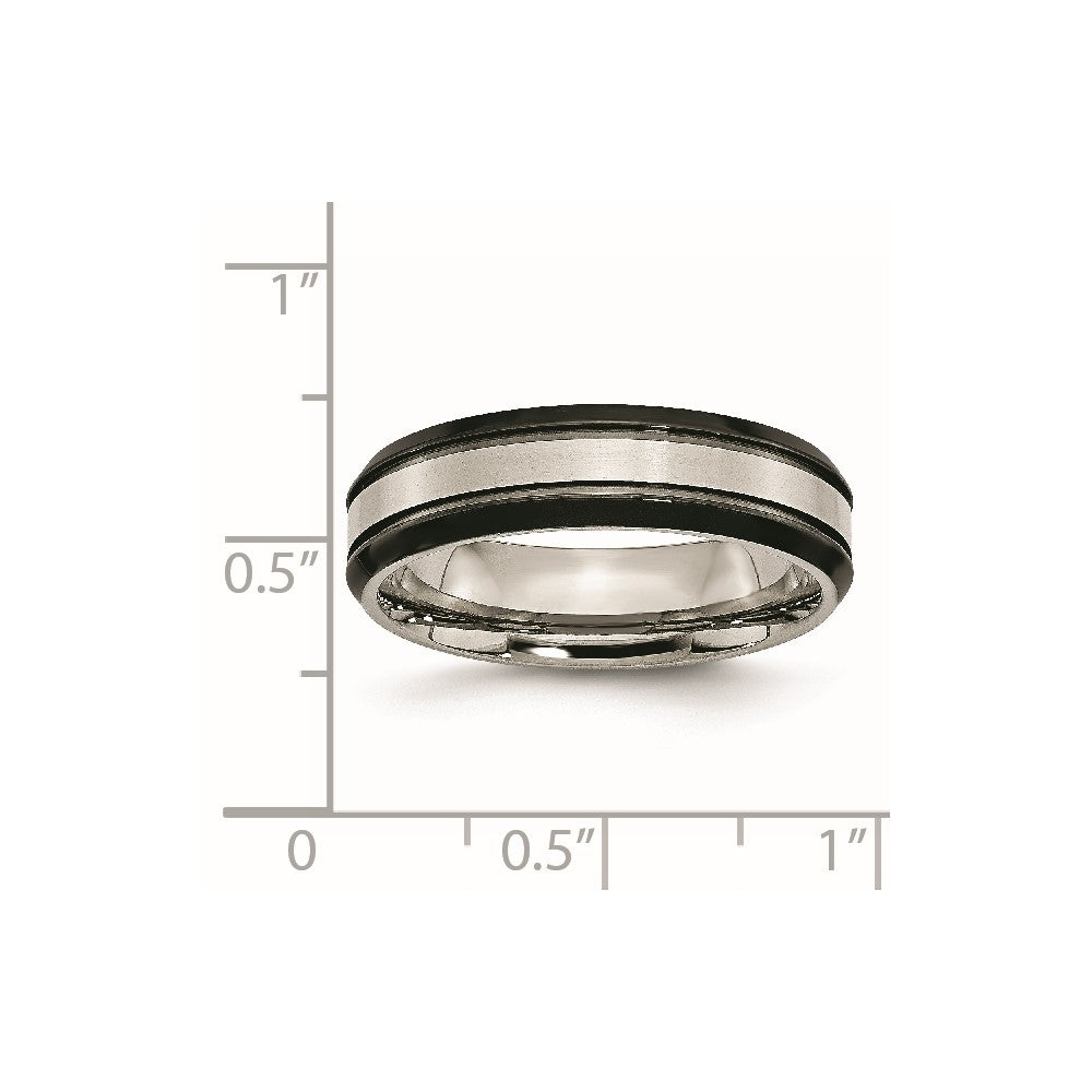 Titanium Beveled Edge 6mm Black IP-plated Satin/Polished Band
