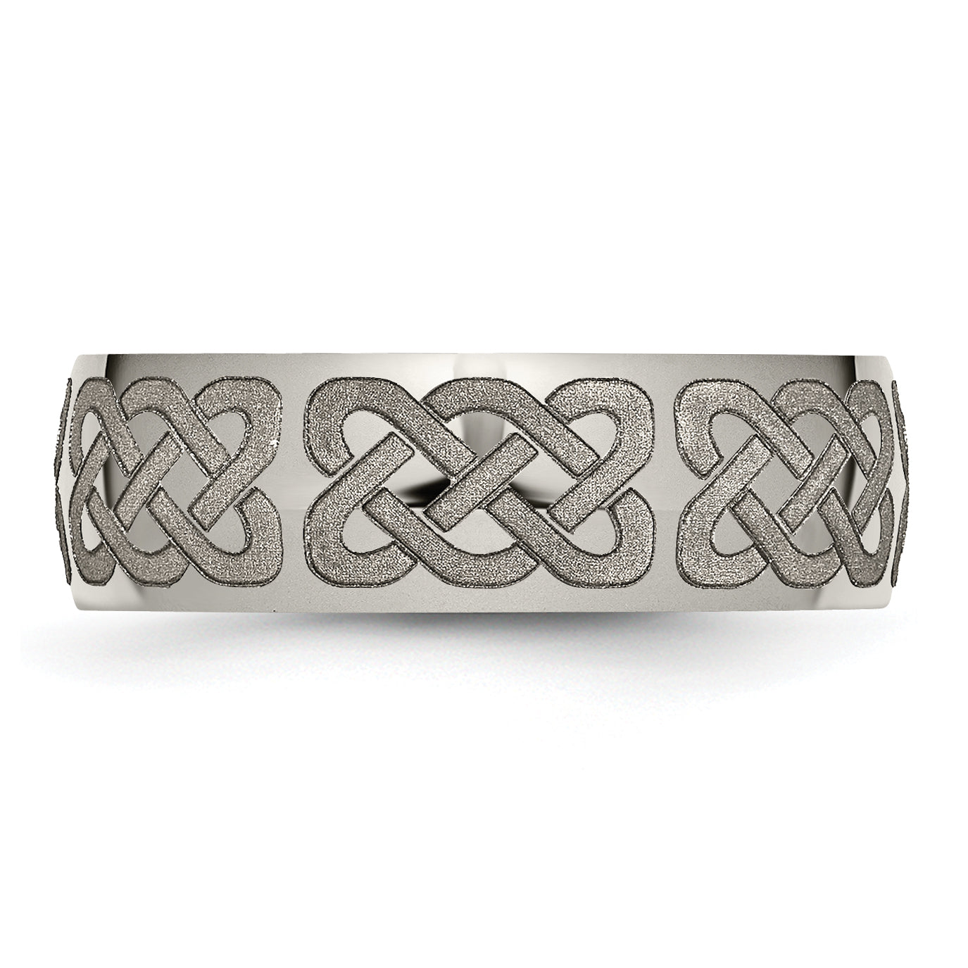 Chisel Titanium Polished Celtic Laser Design 8mm Band
