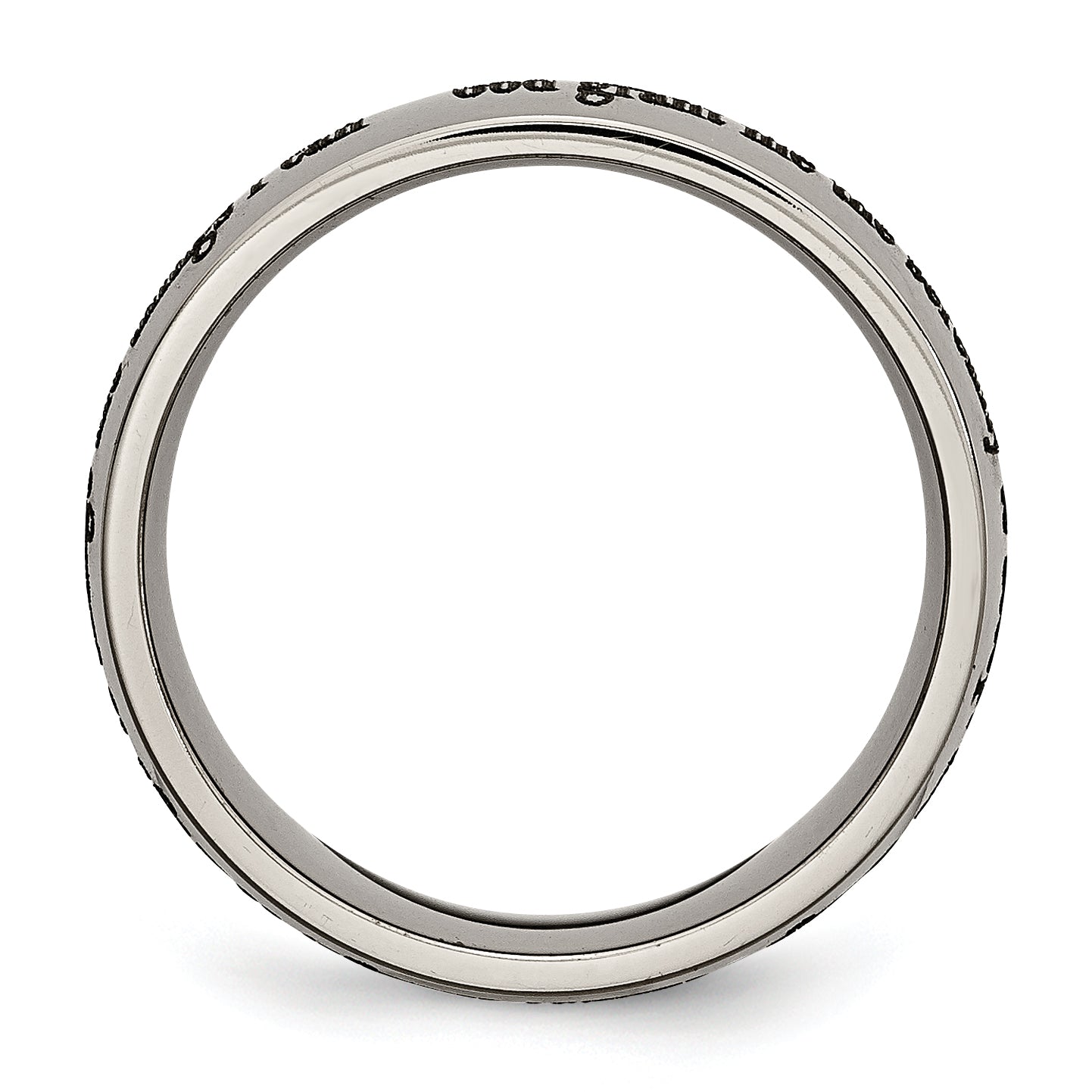 Chisel Titanium Polished Serenity Prayer Laser Design 8mm Band
