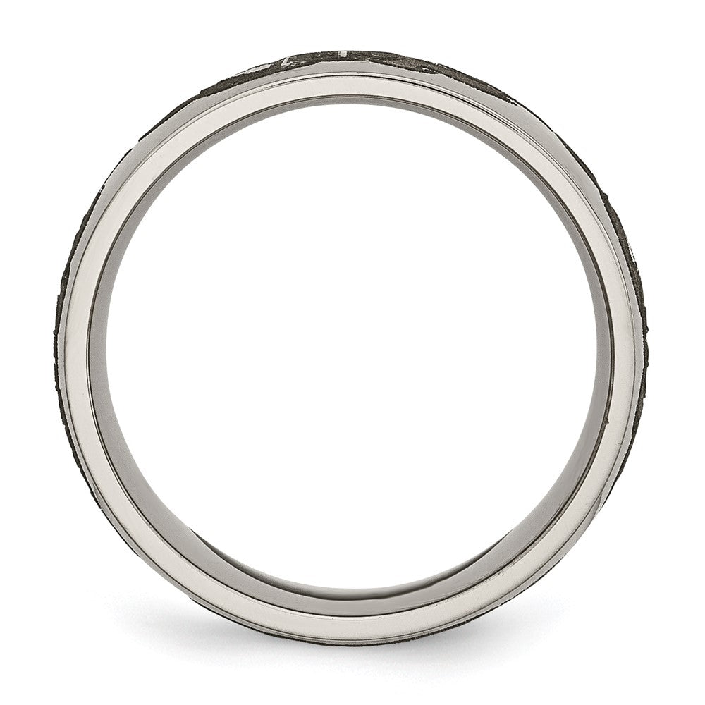 Chisel Titanium Polished Cross with Flames Laser Design 8mm Band