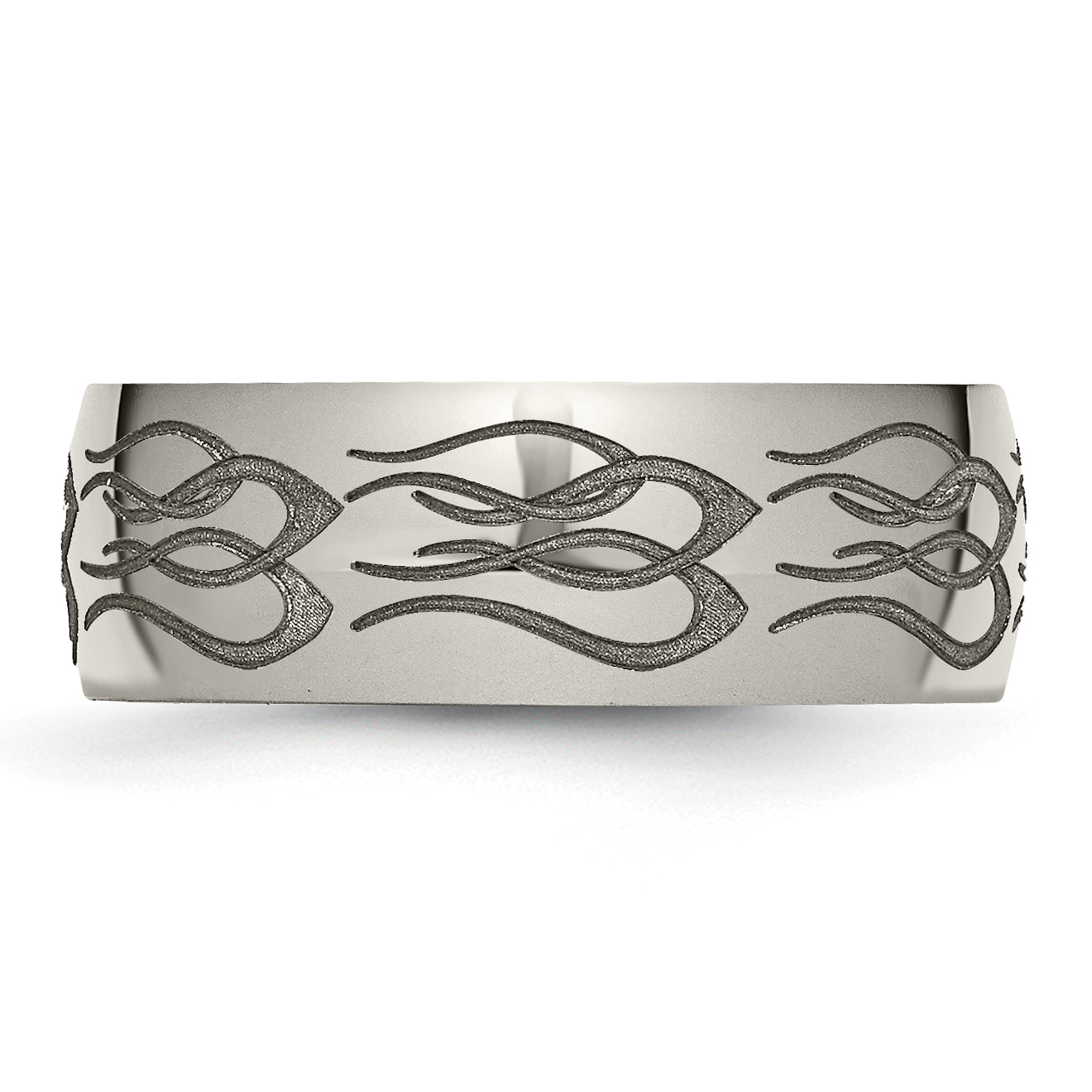 Chisel Titanium Polished Flame Laser Design 8mm Band