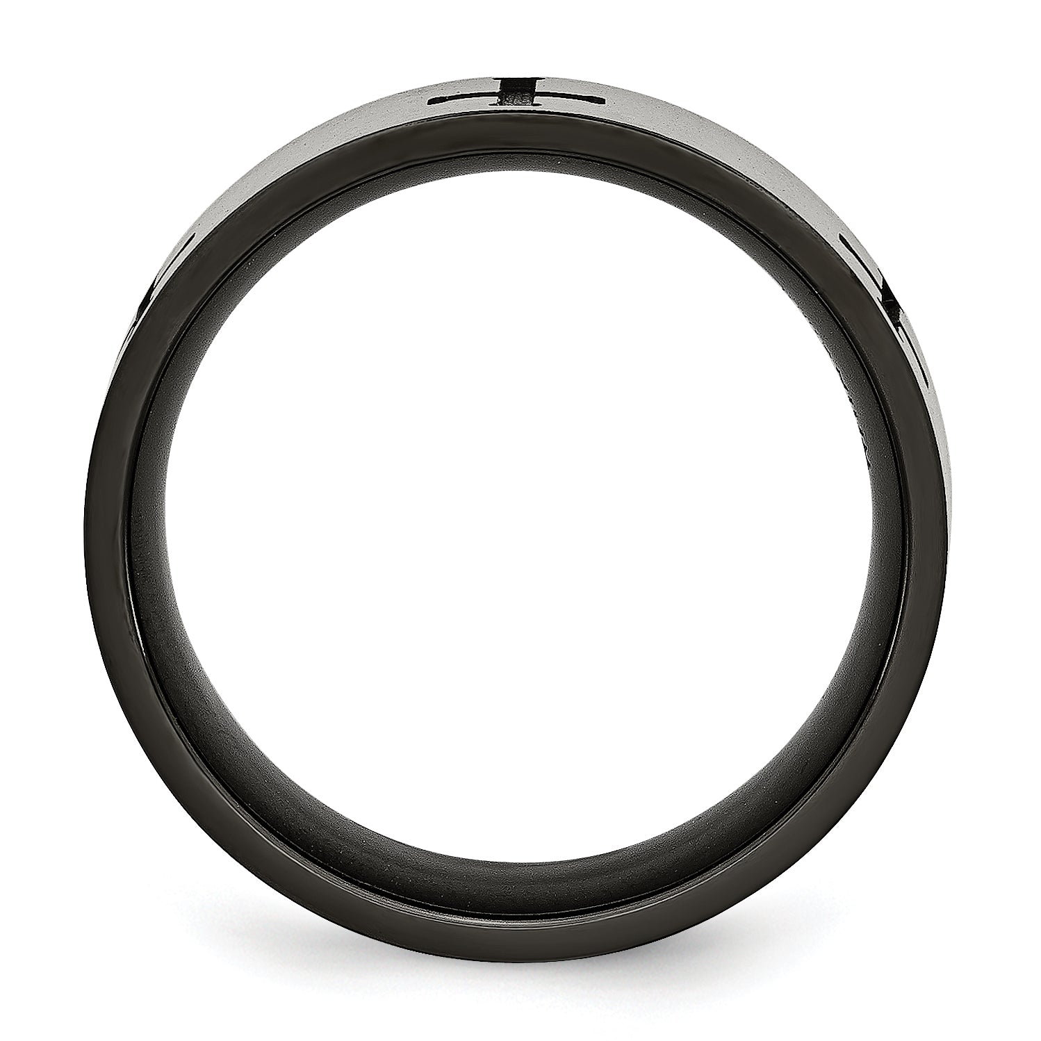 Chisel Titanium Brushed Black IP-plated Cross 7mm Band