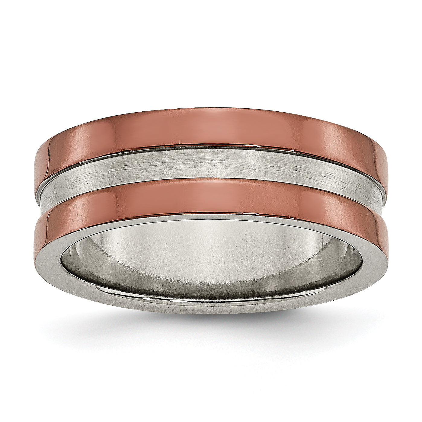 Titanium Grooved 8mm Brown IP-plated Polished w/brushed Center Band