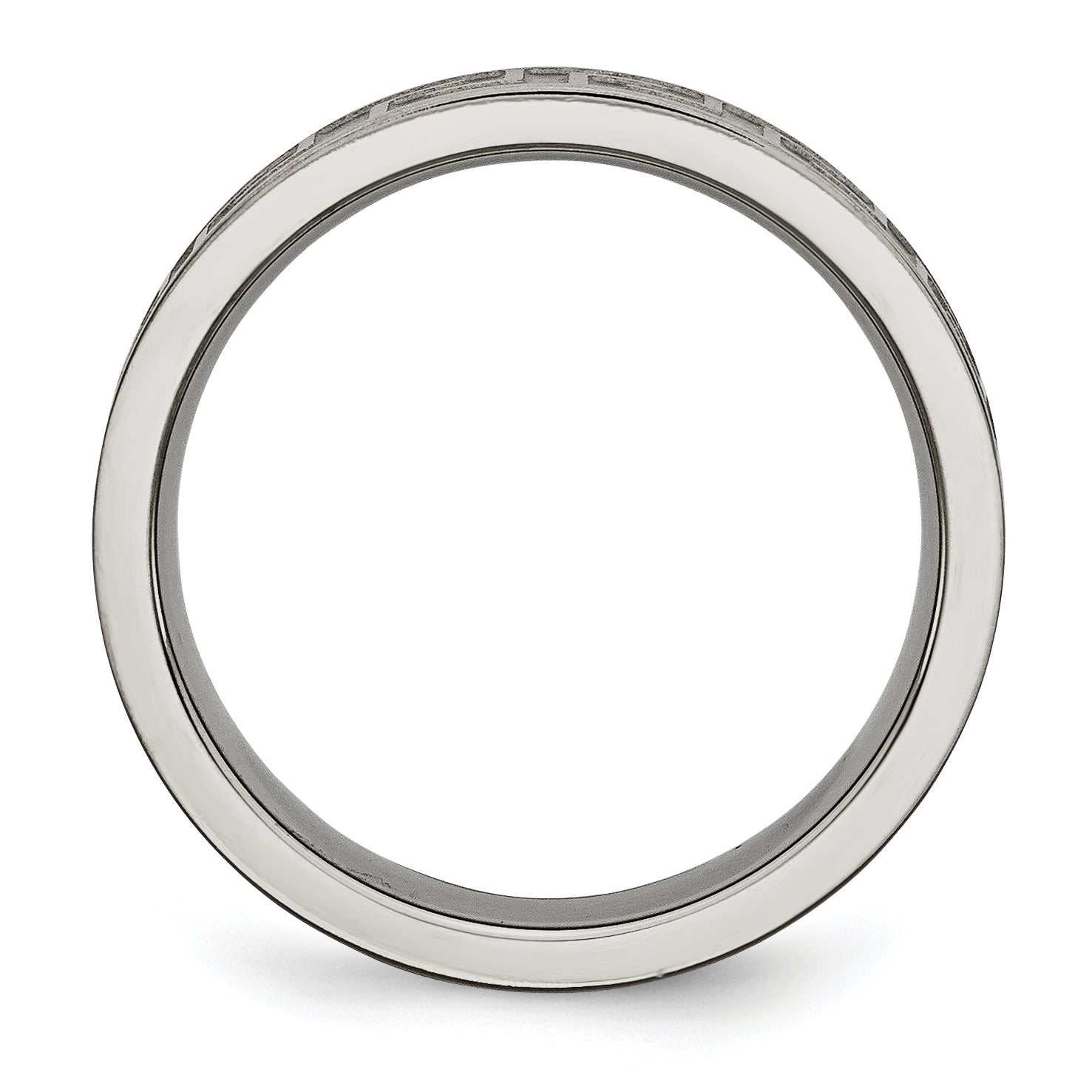 Titanium Greek Key 6mm Satin & Polished Band